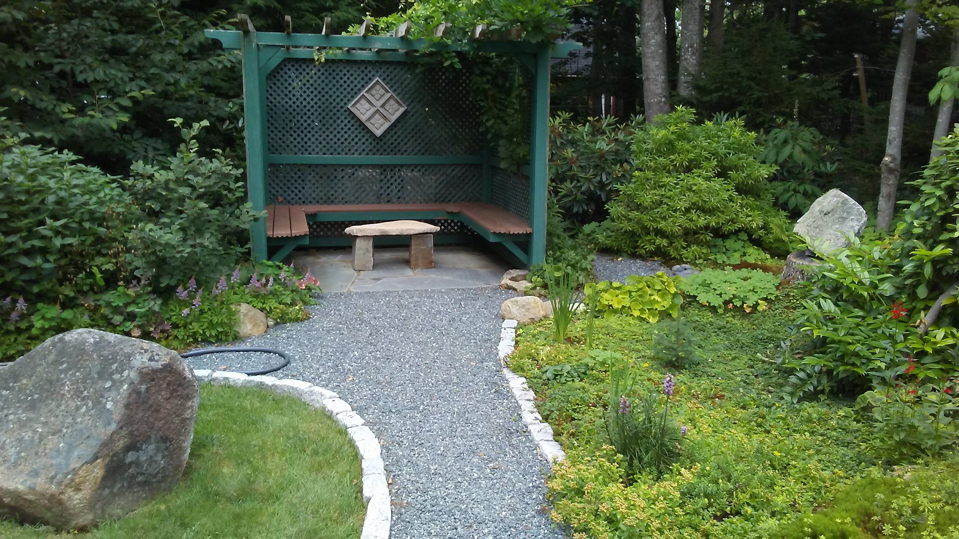Stone Step hardscape installation Patio Courtyard Settings Maine