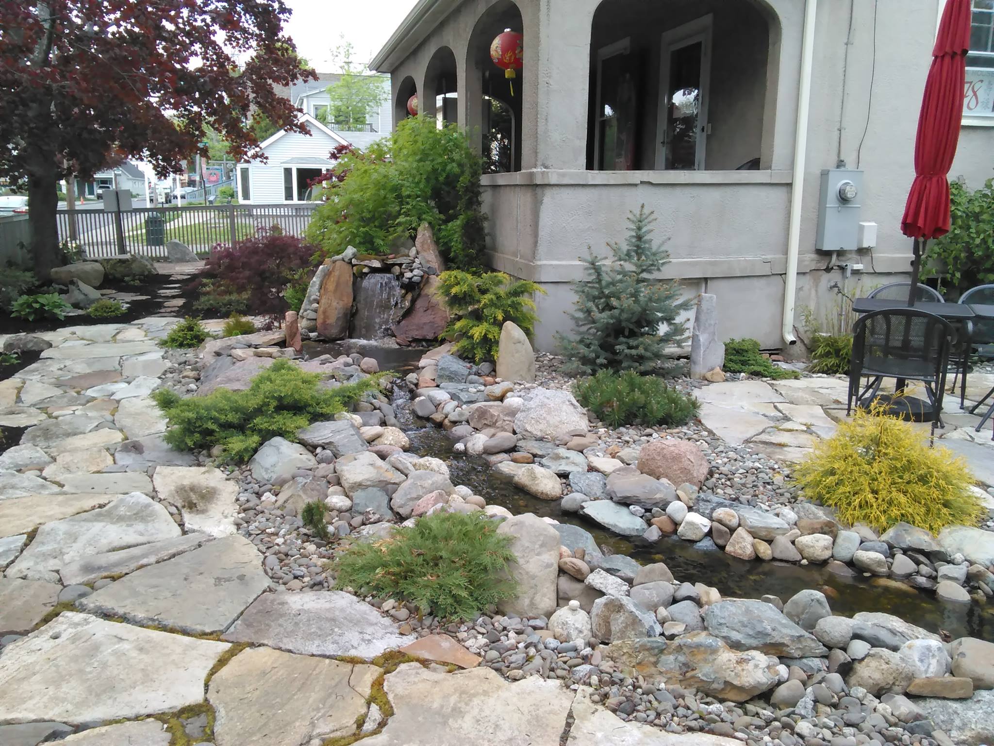 Waterfalls, streams and brooks hardscapes and garden pools